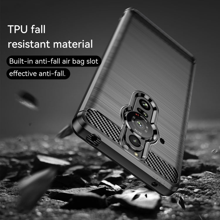 Brushed TPU phone case with carbon-fiber corner panel and dual camera cutouts