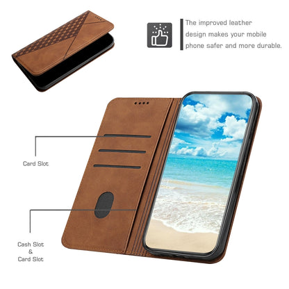 Brown leather phone case with card and cash slots, fold-over wallet style, open and closed