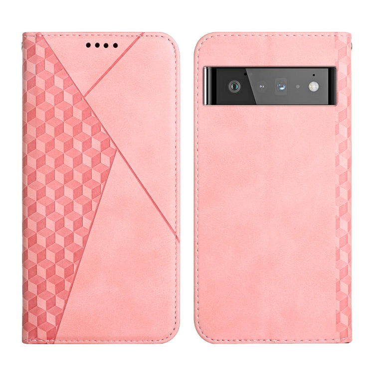 Rose pink leather phone case with geometric panel, speaker grille and camera bar opening.