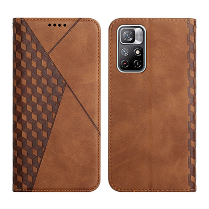 Brown leather wallet phone case with geometric texture, multi-camera cutout and button ports.