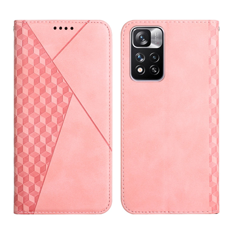 Rose gold leather magnetic phone case with diamond-pattern panel and camera cutout, front and back