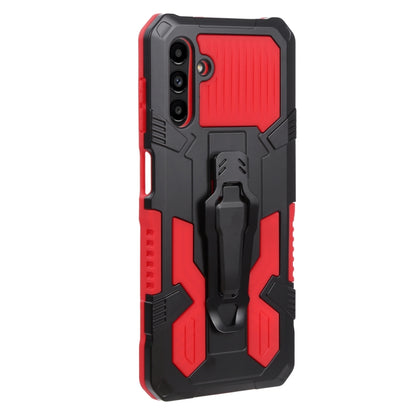Red rugged shockproof phone case with TPU bumper and lanyard attachment