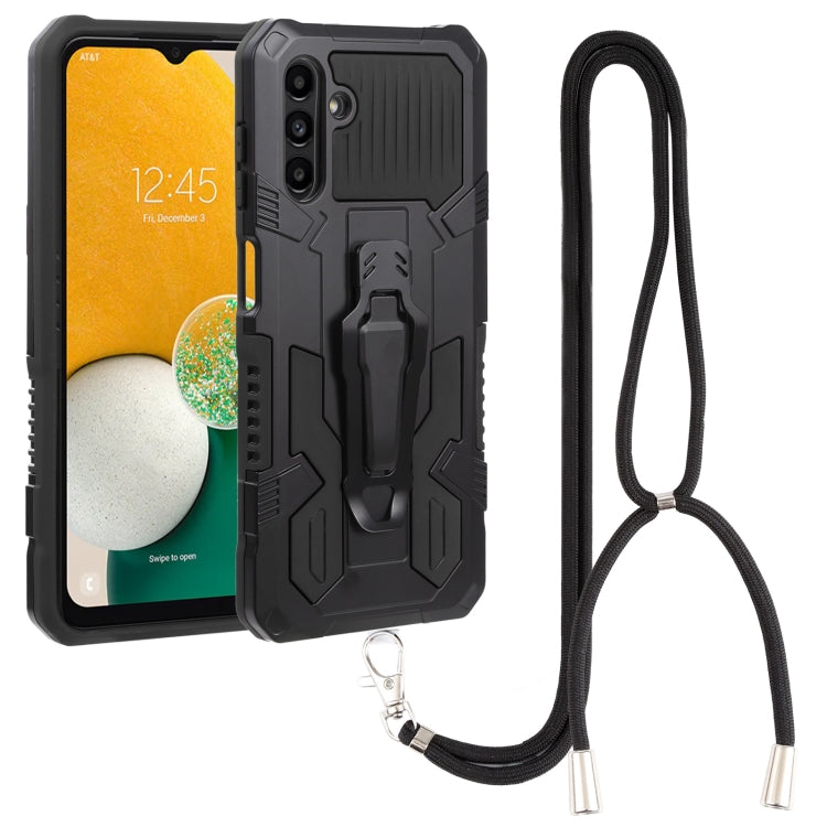 Black shockproof phone case with TPU bumper and black lanyard strap