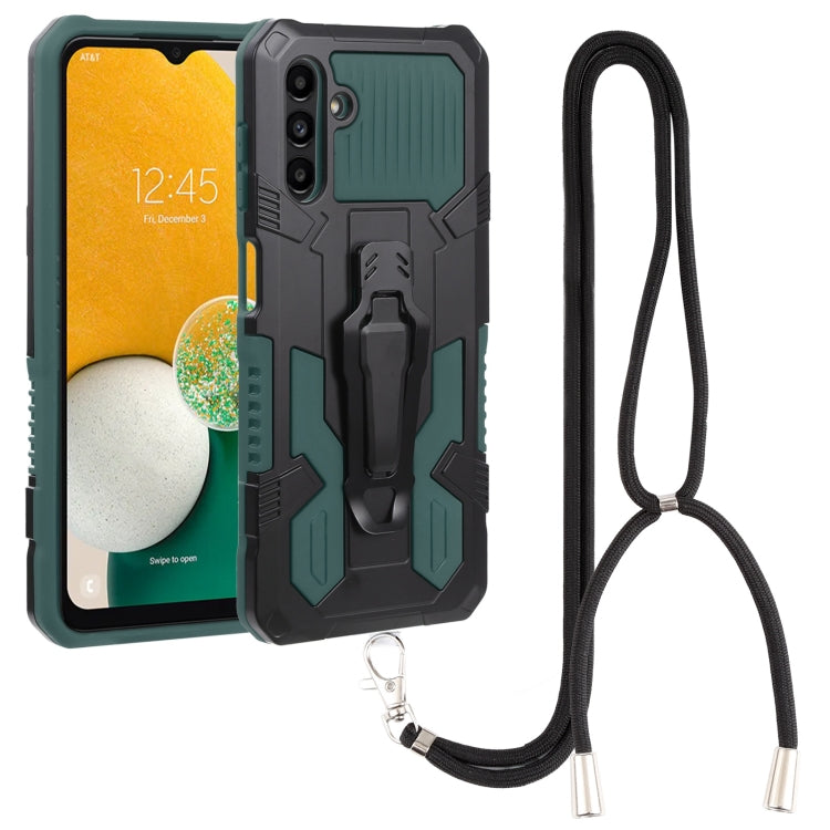 Rugged shockproof phone case with lanyard strap, teal and dark gray armor design