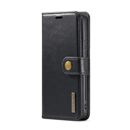 Black Crazy Horse texture folio phone case with magnetic clasp and side buttons cutouts