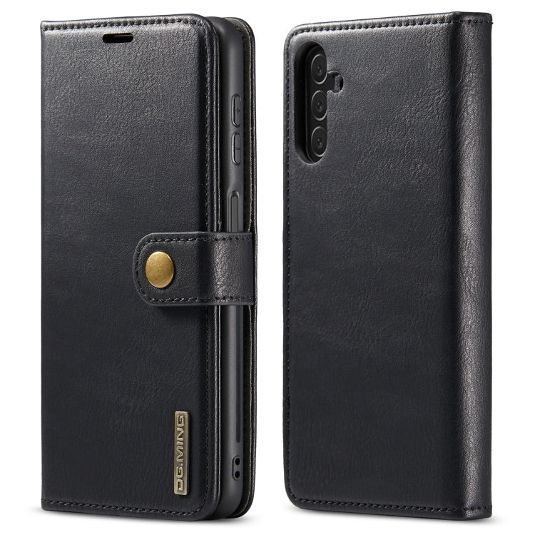 Dark grey crazy-horse leather phone case with folio cover and magnetic snap