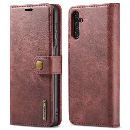 Red-brown crazy-horse leather phone case with folio cover and magnetic snap
