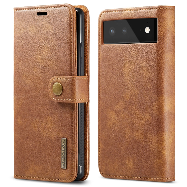 Tan crazy-horse leather phone case with folio cover and magnetic snap, camera cutout