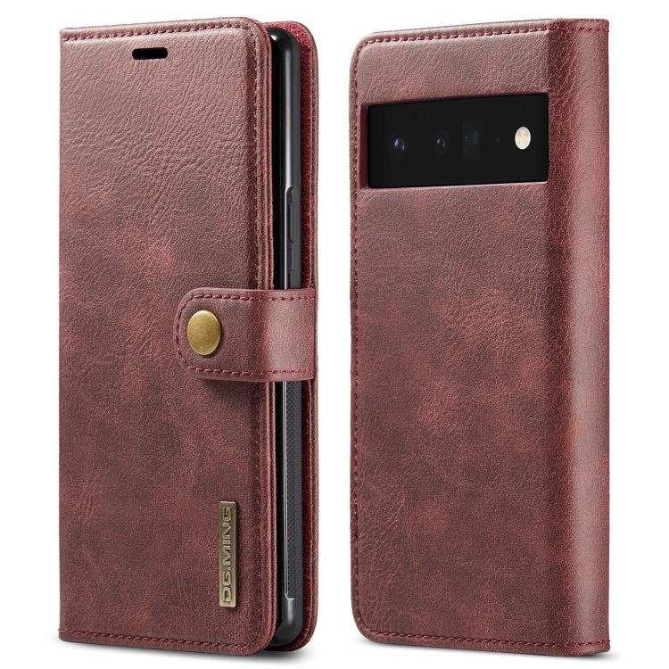 Red leather flip phone case with magnetic strap and camera window