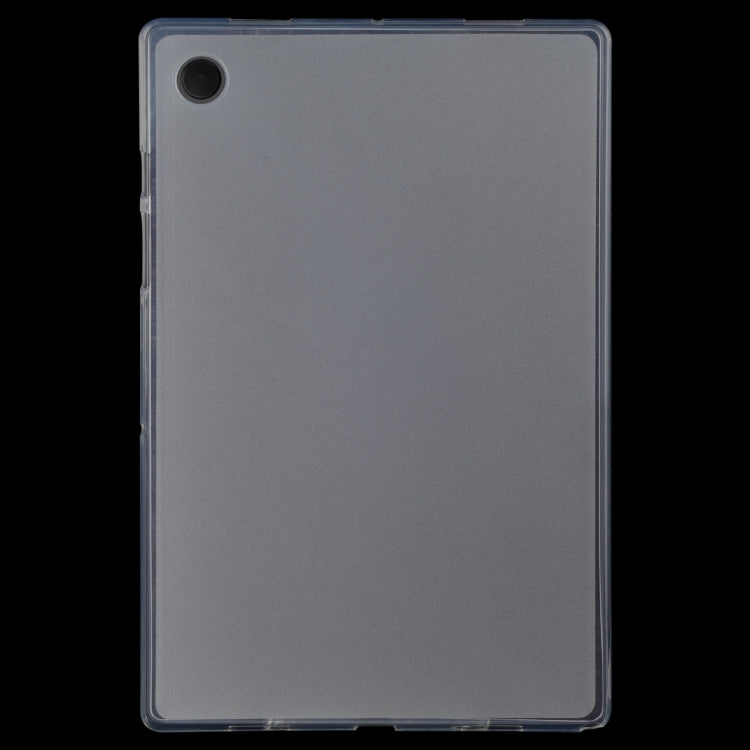 Clear TPU tablet case, flat rear view with camera cutout