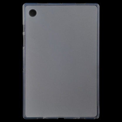 Clear TPU tablet case, flat rear view with camera cutout