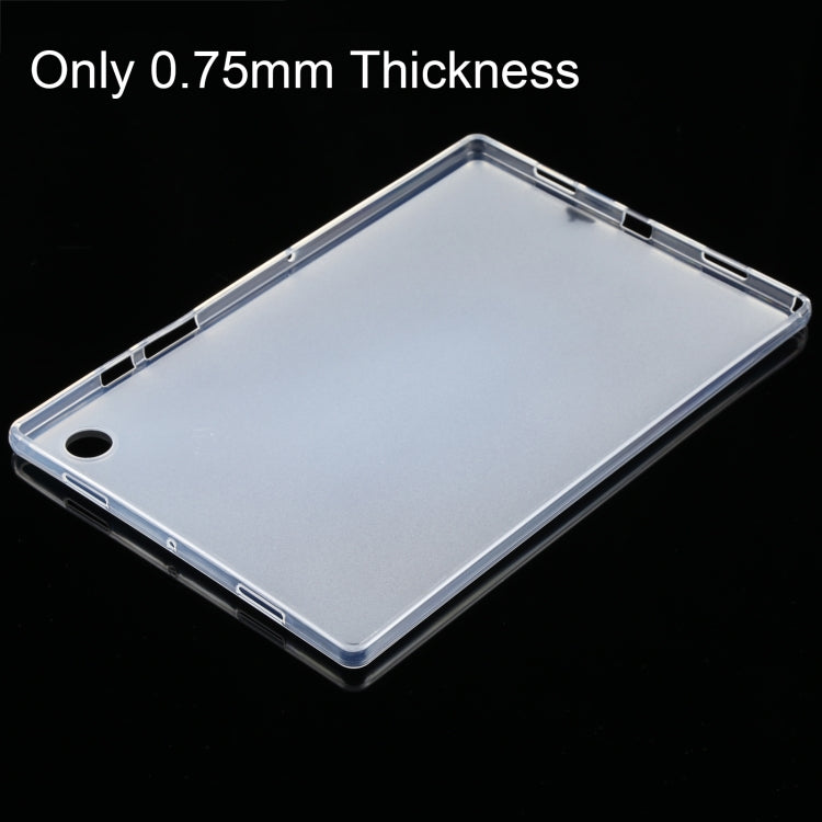 0.75mm clear TPU tablet case, slim rear with camera cutout