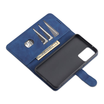 Blue calf-texture flip leather phone wallet case with card slots and open back cover