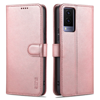 Rose gold calf-texture flip leather phone wallet case with magnetic strap and camera cutout