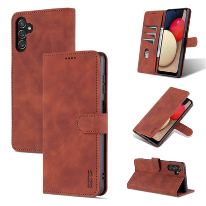 AZNS leather-look flip phone case in brown with fold-over stand and stitched flap