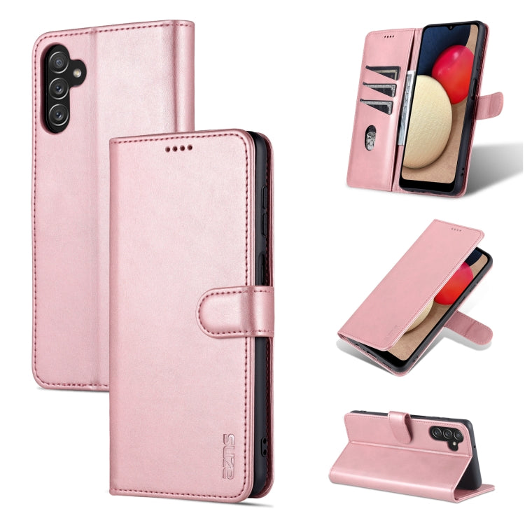 AZNS leather-look flip phone case in rose pink with stand function and stitched edges