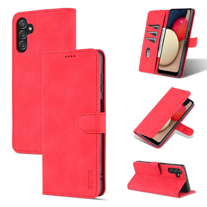 AZNS leather-look flip phone case in red with magnetic closure and built-in viewing stand