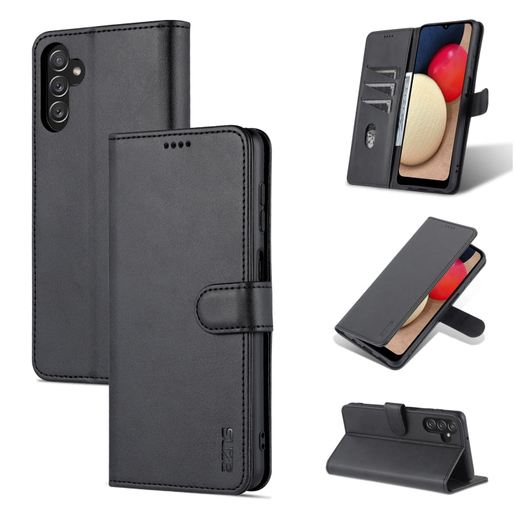 AZNS leather-look flip phone case in dark gray with magnetic strap and stand