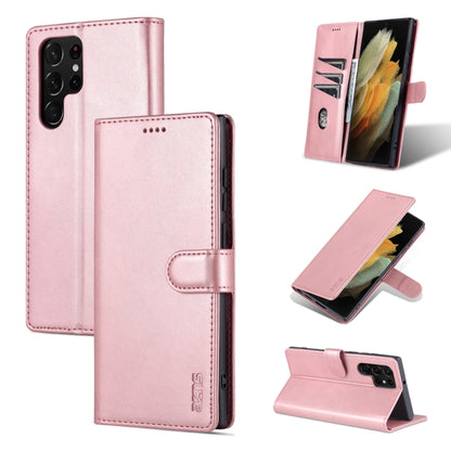 AZNS leather-look flip phone case in light pink with fold-out stand and stitched border