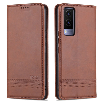 Rose-brown magnetic flip leather phone case with camera opening and perforated trim