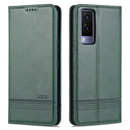 Green leather wallet-style flip phone case with magnetic closure and camera cutout