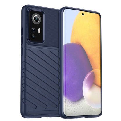 Navy blue shockproof TPU phone case with textured grip for Xiaomi 12 series.