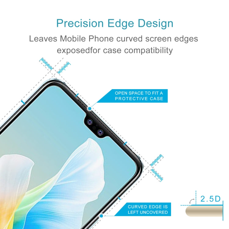 2.5D tempered glass screen protector with curved edge cutout for case compatibility