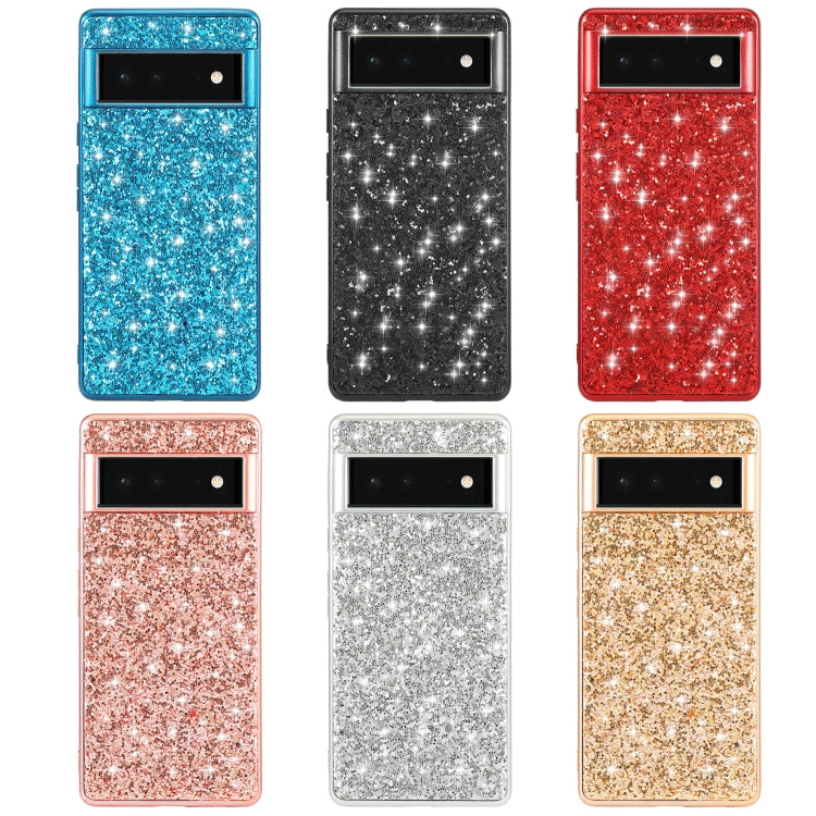 Glitter TPU phone case color set: blue, black, red, rose gold, silver, gold.