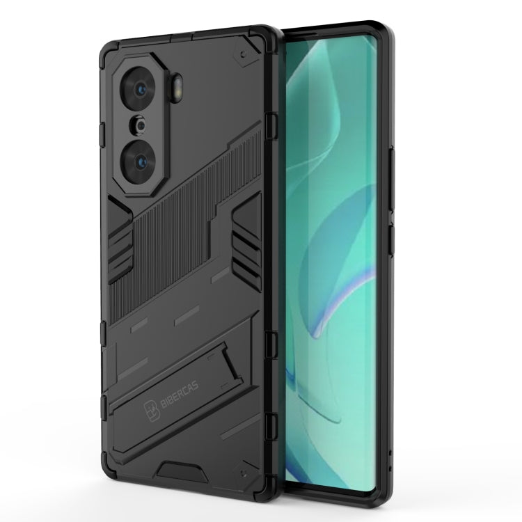 Black rugged 2-in-1 phone case with armored TPU frame and dual camera cutouts