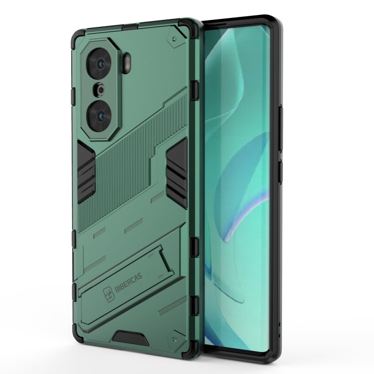 2-in-1 armored phone case (PC + TPU) in green, with textured grip and camera openings
