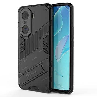 Black rugged 2-in-1 phone case with armor design and secure edge grips