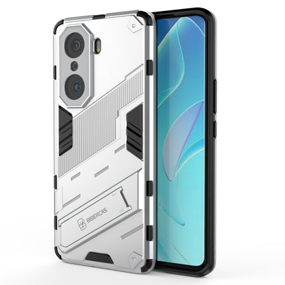 2-in-1 armored phone case (PC + TPU) in white, with raised corners and camera cutouts