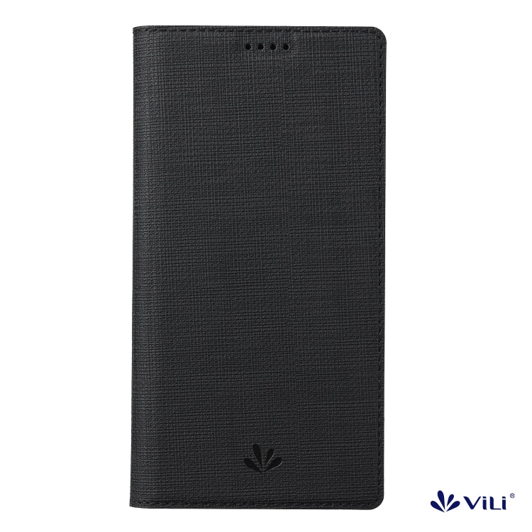 Black folio phone case with textured finish, top speaker cutout, and magnetic closure