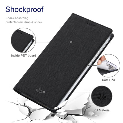 Black shockproof folio phone case with textured exterior and protective inner lining