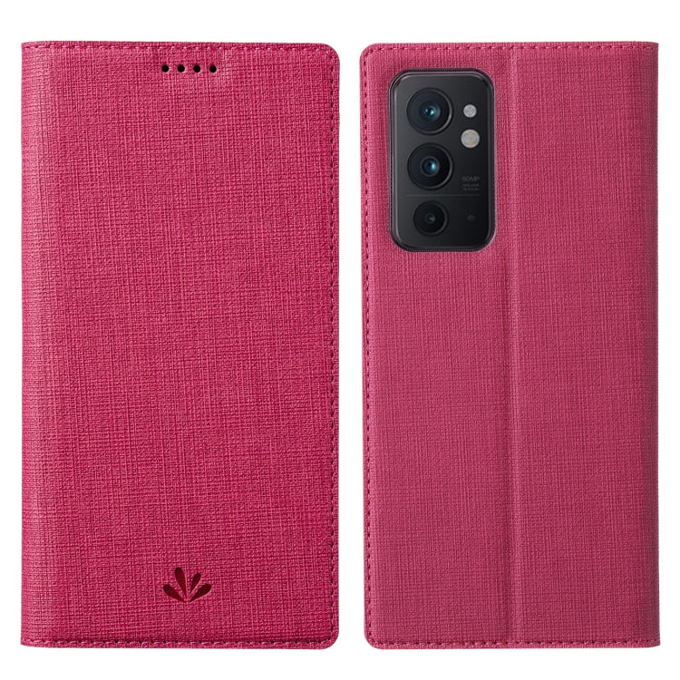 Rose red folio phone case with magnetic closure and camera cutout, protective cover