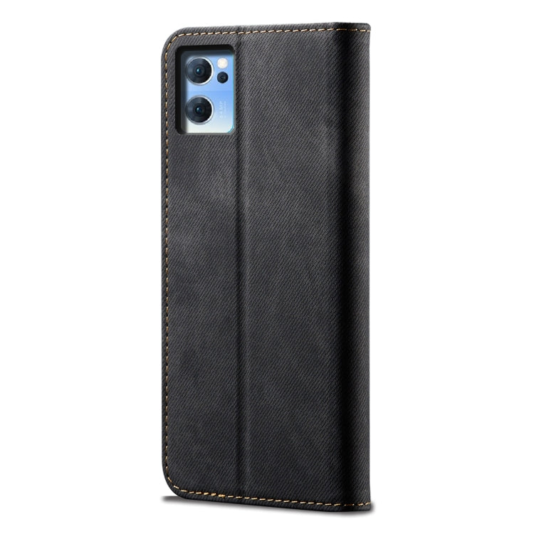 Denim texture leather phone case with button detail and stitched border