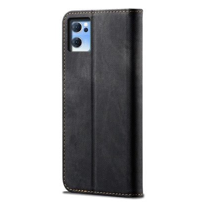Denim texture leather phone case with button detail and stitched border