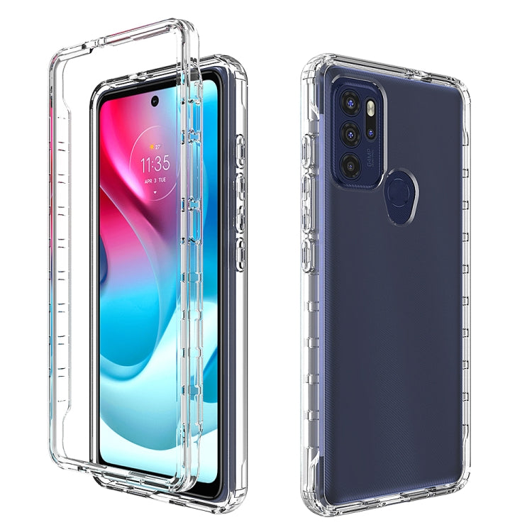 Transparent two-tone phone case with clear frame for Moto G60S