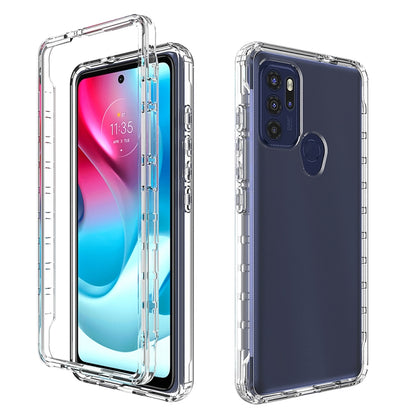 Transparent two-tone phone case with clear frame for Moto G60S
