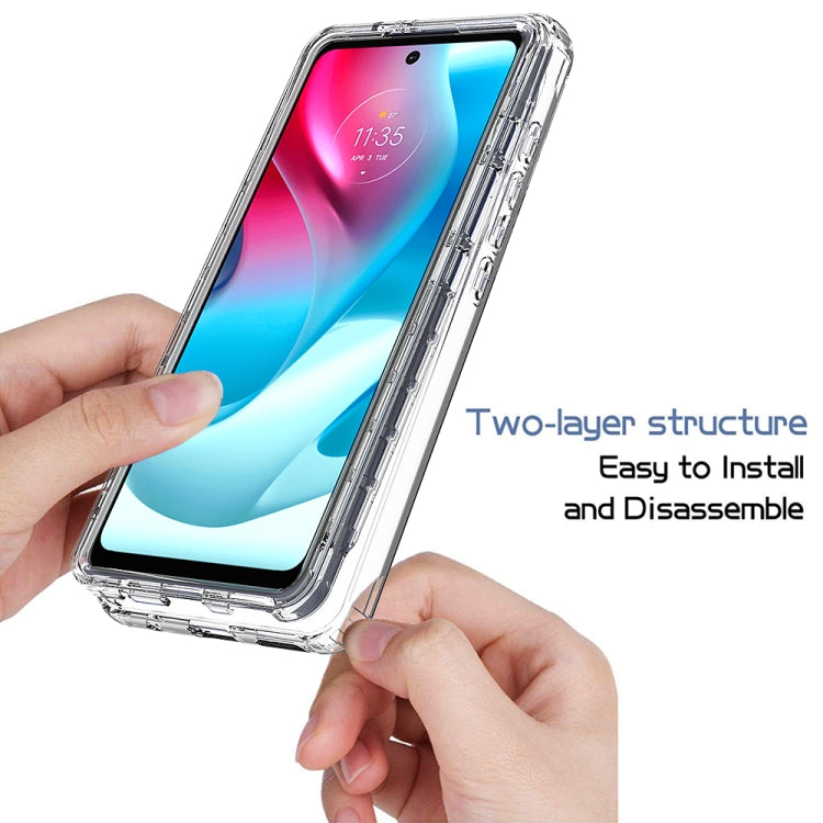 Transparent two-layer phone case with easy-grip rugged sides for Moto G60S