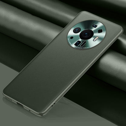 Light green leather phone case with camera cutout and raised edges for protection