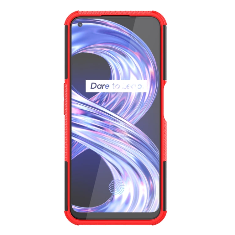 Red tire-textured phone case with raised edges and side port cutouts