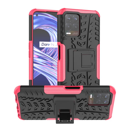 Red tire-textured TPU/PC phone case with holder bar and camera protection