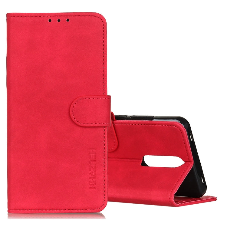 KHAZNEH leather-look flip wallet case with card slots and stand, red