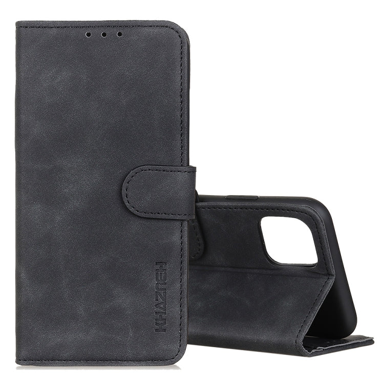 KHAZNEH leather-look flip wallet case with card slots and stand, black