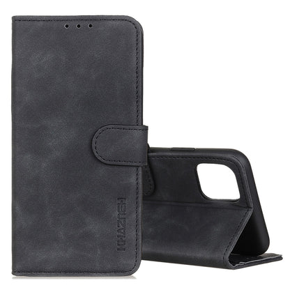 KHAZNEH leather-look flip wallet case with card slots and stand, black