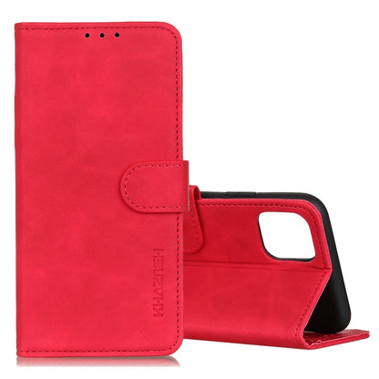 KHAZNEH leather-look flip wallet case with card slots and stand, red