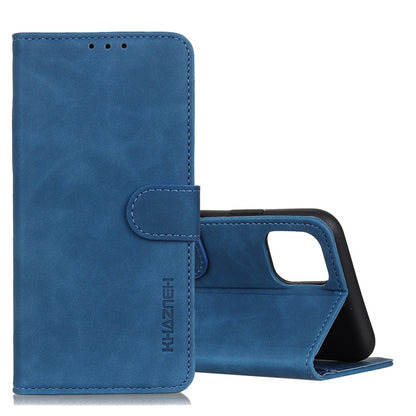 Blue flip leather-style wallet phone case with cutout and front holder flap