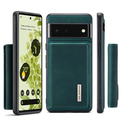 Green DG.MING 3-fold wallet case with card slot and magnetic flap, side buttons visible.