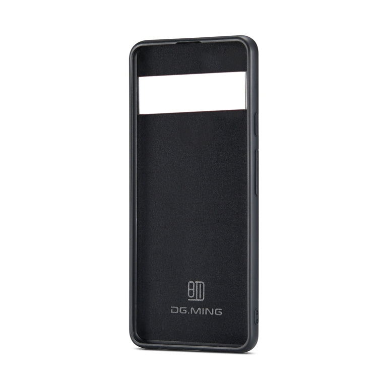 Black DG.MING phone back cover with slim magnetic flip, closed front view.